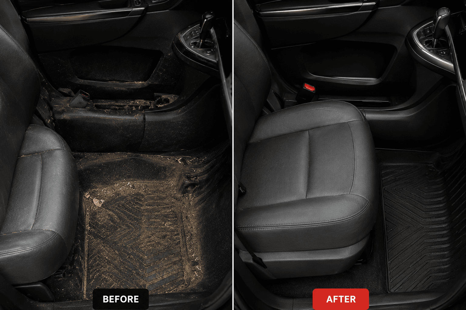Interior before and after detailing result